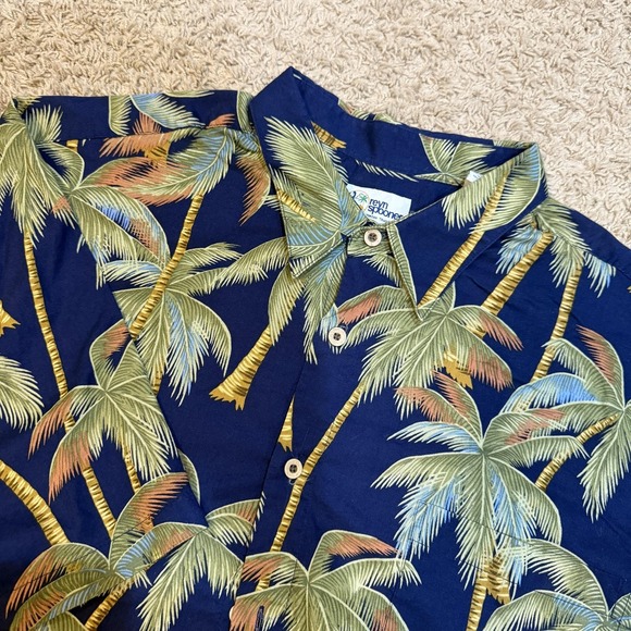 reyn spooner Other - Reyn Spooner Shirt Mens 2XL Blue Palm Tree Hawaiian Aloha Short Sleeve Button Up